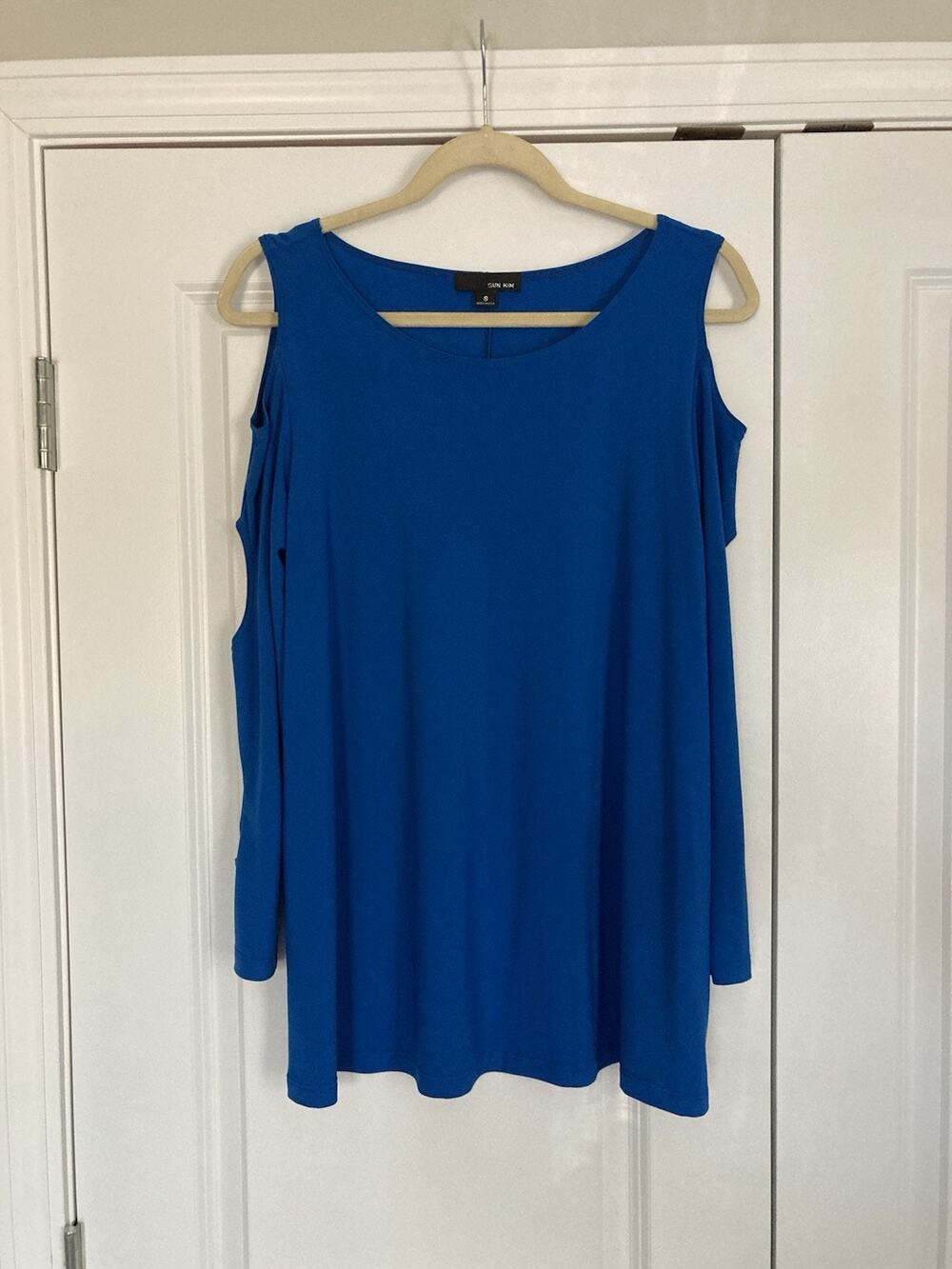 Sun Kim Women’s Size Small Cold Shoulder Long Sleeve Cut Out Top Made in USA
